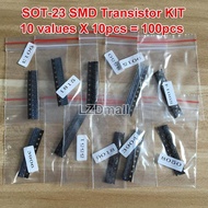 100pcs SOT-23 SMD Transistor KIT 10kinds x 10pcs=100pcs S9013 (J3) S9014 (J4/L6) S9015 (M6) S9018 (J