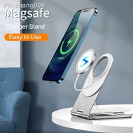Magnetic Phone Holder Aluminum For iPhone 12 13 14 Plus Pro Max Adjustable Wireless Charging Foldable Phone Stand Desktop Mount