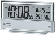 Seiko Clock SQ773S SEIKO Clock Alarm Clock Radio Digital Calendar Temperature Humidity Display Silver Metallic