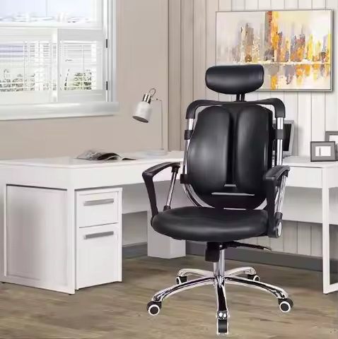 PU Leather Ergonomic Chair Rotating Office Chair Reclining Versatile Executive Chair Orthopaedic Fur