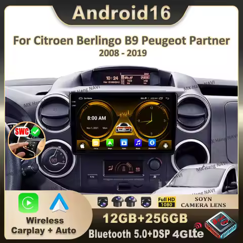 Android 16 For Citroen Berlingo B9 Peugeot Partner 2008 - 2019 Car Radio Multimedia Video Player Car