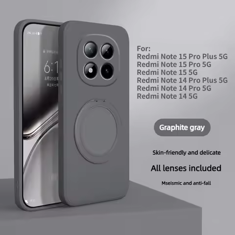 For Redmi Note 15 14 Pro Plus 5G Case New Liquid Silicone Magnetic Stand All-Clad Cover For Redmi No