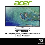 Acer EB321HQU Cbidpx 31.5" QHD (2560 x 1440) IPS Monitor (HDMI, DVI & DP Port )BLACK
