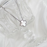 Van Cleef & Arpels VCA 梵克雅寶 Vintage Alhambra 18K白金白貝母四葉草中號單花項鍊