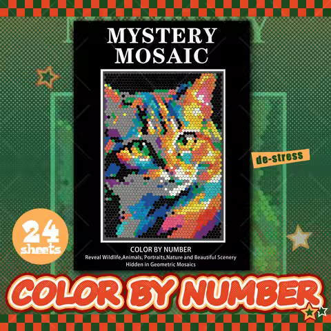 Funny Mystery Mosaics Pixel Art Coloring Book Cats Relaxation Hand Drawn Book Colorful Graffiti Pain