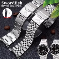 22mm Curved End Solid Stainless Steel Watch Band for Casio Swordfish MDV-106 MDV-107 2784 Metal Watc