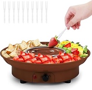 8.79oz MINI Electric Chocolate Melting Pot,Melting Fondue Set with 4PCS Forks,Cute Chocolate Fondue Fountain,Warmer Machine for Milk Chocolate,Cheese,Butter,Candy-Brown
