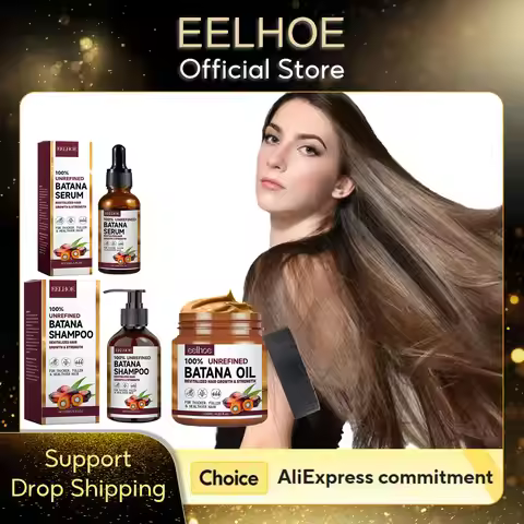 EELHOE Natural Batana Oil Deep Moisturizing Smooth Thick Hair Growth Shampoo and Conditioner for Dam