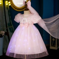 Frozen Elsas Princess Dress Summer Baby Girls Luminous Elsa Dress Childrens Elsa Birthday Dress