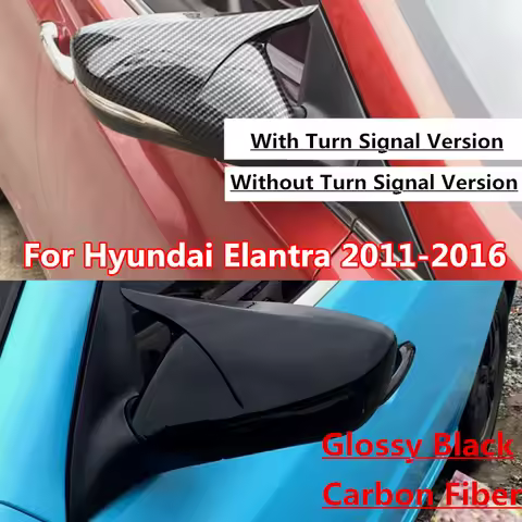 2X Carbon Fiber Rearview Ox Horn Rear View Mirror Cover Cap Trim For Hyundai Elantra 2011 2012 2013 