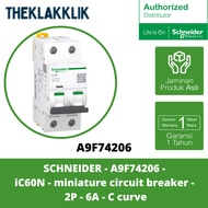 SCHNEIDER - A9F74206 - IC60N - Miniature Circuit Breaker - 2P - 6A - C Curve