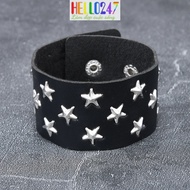HELLO247 star hiphop punk crock leather bracelet, retro vintage style leather bracelet for men and w