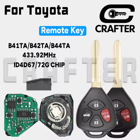 Key Crafters B41TA 4D67/72G CHIP 433.92MHz Car Remote Key For Toyota Prius Hilux Vios Yaris Corolla 