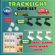 1RAIL+3LAMPS WITH BULB TRACK LIGHT LED CASING GU10 BULB REPLACEABLE SPOTLIGHT RAIL BAR LAMP CEILING 