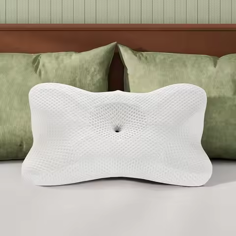 JHK Ergonomic Queen Size Cervical Contour Pillows For Neck 1 Pack Pain Relief Memory Foam Bed Pillow
