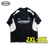 2XL-8XL Plus Size Casual Raglan Sleeve T-Shirt, Sporty Contrast Design for Men