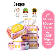 【Ready Stock】Deeyeo Baby Wipes Family No Alcohol Tisu Basah Affordable Wet Wipes(80pcs*5packs)