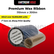 110mm x 300m Wax Barcode Ribbon for Thermal Transfer Printer Label Tag Printer Ribbon Barcode Label