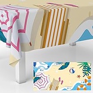 Summer Beach Tablecloths Hawaiian Ocean Coconut Tree Print Waterproof Table Cover Beach Theme Party 
