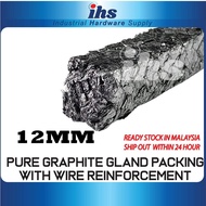 Approx 12mm Pure Graphite Gland Packing with Wire Reinforcement