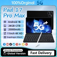 2026 Pad 17 Pro Max Tablet PC 11Inch HD Screen 24GB 2TB Android 16 Snapdrago 8gen3 5G Dual SIM Call 