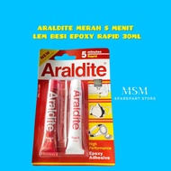 MERAH Araldite Red 5min EPOXY Iron Glue RAPID 30ML