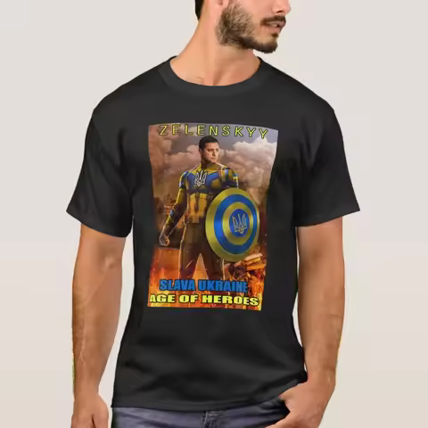 100% Cotton O-Neck hot Short Sleeve Casual Mens Volodymyr Zelensky Crewneck Round President Slava Ag