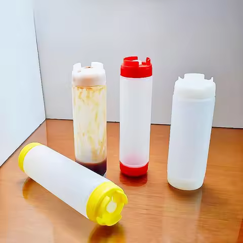 Plastic Seasoning Bottle Two Heads Squeeze Bottle Tomato Dispenser Ketchup Salad Dressing Squeezer S