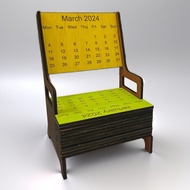 Wooden Calendar 2024 Desk, decord Calendar Style Chair