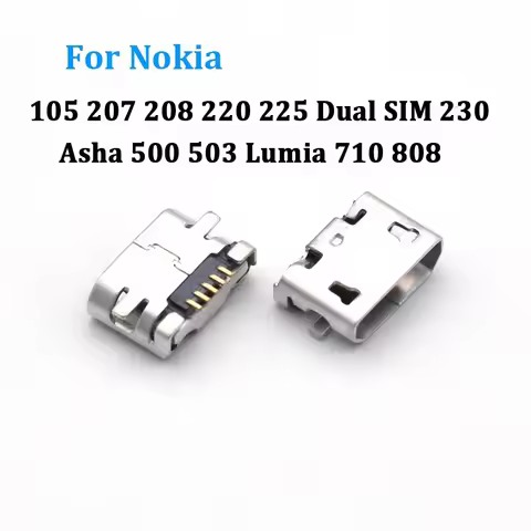 50Pcs New USB Jack Dock Socket Charging Port Connector for Nokia 105 207 208 220 225 Dual SIM 230 As