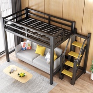 Queen Double Decker Bunk Bed Strong Metal Loft Bed Single  Loft Bed Adult Katil Loteng 阁楼床 双层床