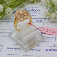 Cincin Wanita Dewasa Lapis Emas Muda 4.0 Gram Model Bulat Full Permata Free Box cincin Cantik Lapi