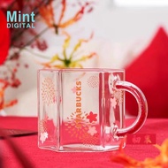 Starbucks Cup 380ml New Year Fireworks Bloom Glass Cup Transparent Mug Starbucks Coffee Cup Water Cup