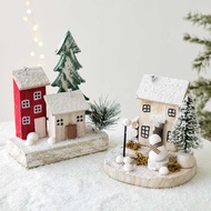 New Christmas Decoration Wooden Snow House Decoration Christmas Tree House Car Decoration Desktop De