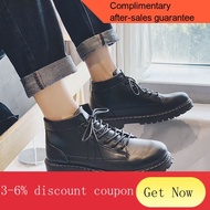British Style Dr. Martens Boots Men's Autumn Breathable Mid-Top Casual Black Ankle Boots Men's Korean-Style Fashionable
