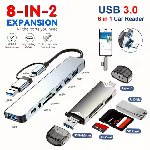 Usb 8 In 2 Type C Docking Station 5Gbps With Sd Tf Card Reader 3.5mm Audio Pd Fast Charge For For Ma