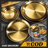 Style Dinner Plates Western Steak Round Tray 304 Stainless Steel Gold Dishes Cake Plates