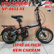 16 INCH FOLDING BIKE PHOENIX NP 6651 AX 7 SPEED DISC BRAKE PHOENIX 16 INCH FOLDING BIKE