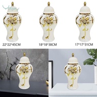 [szlztmy1] Porcelain Ginger Jar, Flower Vase, Glaze, Decorative with Lid, Storage Pot, Temple Jar, G