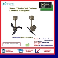 Bestar Dino 16" DC Designer Corner  Ceiling Fan |110 Degrees Rotation | Angle: 45 Degree Adjustment  | 2-Years On-Site Warranty | Available Colours- Body Colour Available IN MATTE BLACK and ANTIQUE BRONZE/ BLADES COLOUR- MBK| WOOD | Transparent |