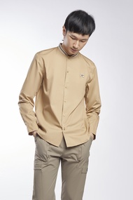 ESP เสื้อเชิ้ตแขนยาวคอจีน ผู้ชาย สีเบจ | Stand Collar Shirt | 03717