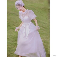 Wedding dress for ninang►∈✕French retro Hepburn style 2022 new women s light wedding dress certifica