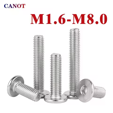 5/ 10/ 20/ 50pcs CM M1.6 M2 M2.5 M3 M4 M5 M6 M8 304 Stainless Steel Hex Socket Ultra Thin Super Low 