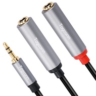 3.5mm TRS to Dual 6.35mm Stereo Y Splitter. 1/8 inch Male to 2X 1/4 inch Mono Female Audio Gold Plat