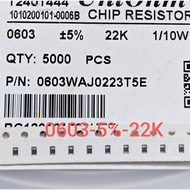 (Combo of 100 pieces) SMD resistor 0603 22,000OMH (223) Error 5% (combo)