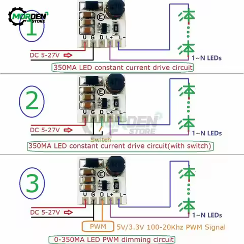 LD2635MA DC 5-27V 350mA Step-down HB LED Driver PWM Controller DC-DC Buck Constant Current Converter