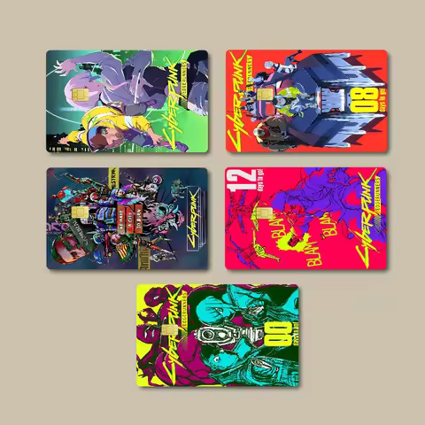 Anime C-Cyberpunk E-Edgerunners Stickers Anime Matte Front Skin Film Sticker Cover Small Chip Credit