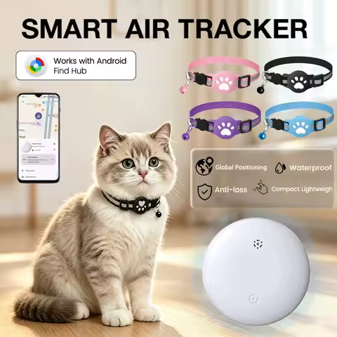 Cat Collar Smart Tracker Tag For Google Find Hub Waterproof Bluetooth GPS Location Tag Adjustable We
