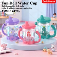 patung kartun bayi belajar minuman cawan,cawan bebek, BPA percuma, 150ml / 5.07ozpegangan ganda, bah