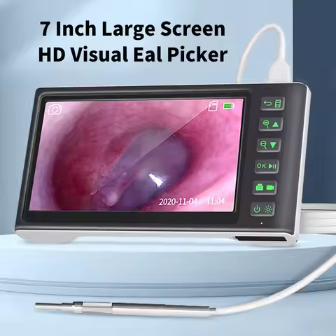 Digital Otoscope 7 Inch LCD Visual ENT Oral Endoscope Camera 3.9mm Mini Ear Digging Tool 1080P HD Ho